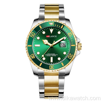 ARLANCH A306 New Water Ghost Series Classic Green Dial Luxury Men Not Automatic Watches Stainless Steel Waterproof Quartz Watch